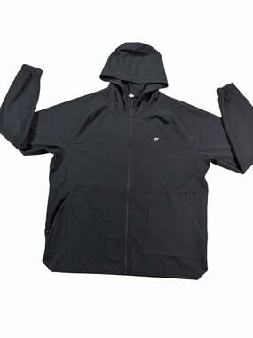 Fabletics Womens Black Hooded Full Zip Lightweight Jacket Athletic‎ Size XL